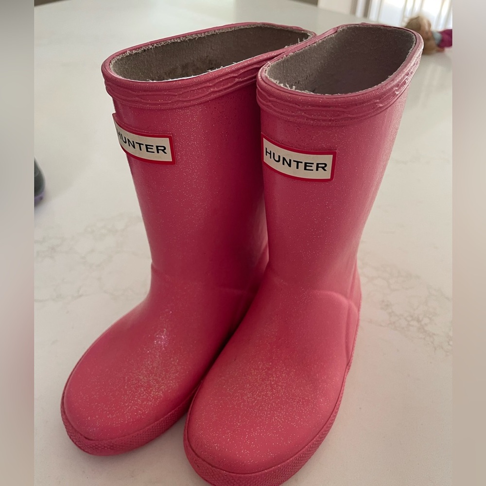 Pink sparkle Hunter boots 8T